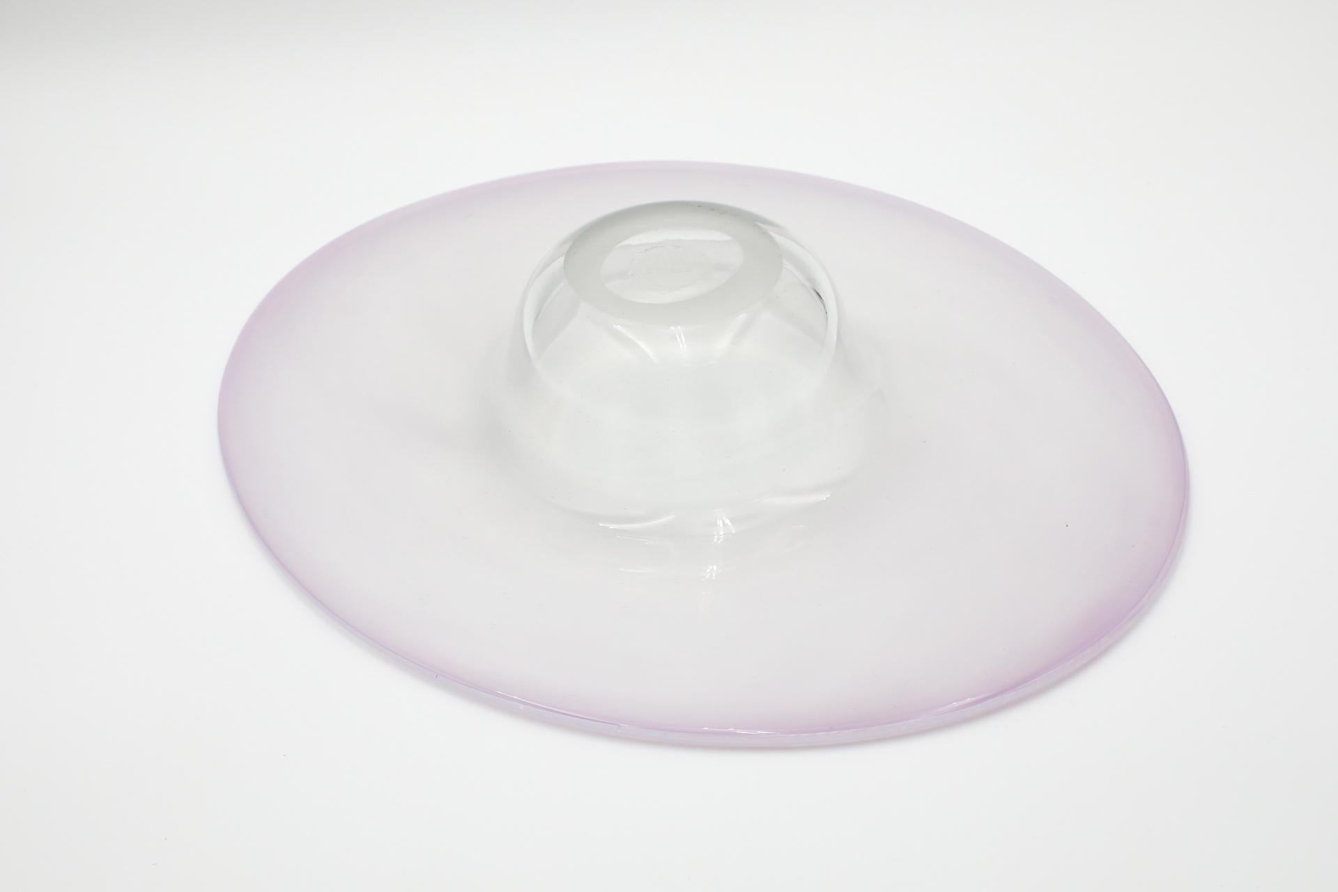 Ciotola o piatto da centro in vetro soffiato rosa, italiano, metà secolo, stile Alfredo Barbini in vendita 12