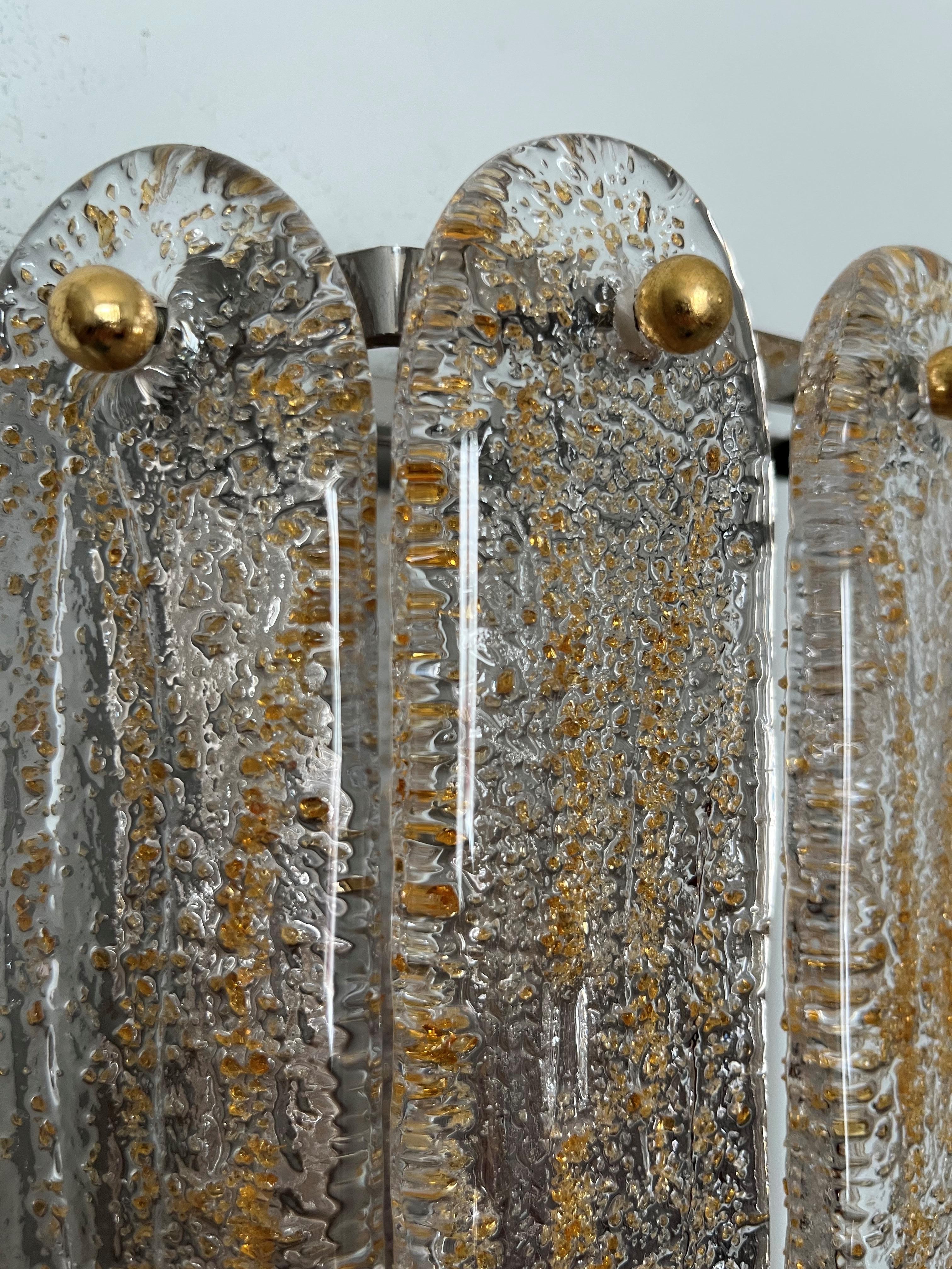 Italian Mid-Century Amber Murano Glass Wall Sconce by Mazzega, 1970s 2