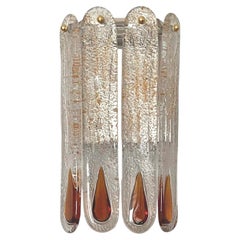 Aplique de pared italiano de mediados de siglo en cristal de Murano ámbar de Mazzega, años 70