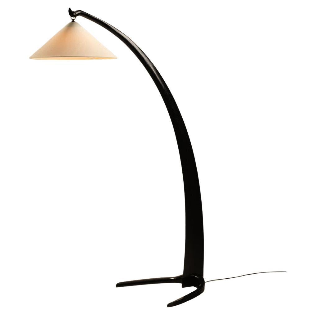 Italian Mid-Century Arc Floor Lamp in Black Lacquer, 1960s
