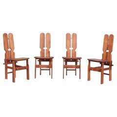 Vintage Italian Mid-Century Architectural Dining Chairs (4)