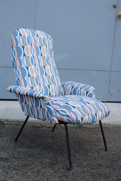 Italian Mid-century Armchair Arflex 1950s Optical fabric iron feet