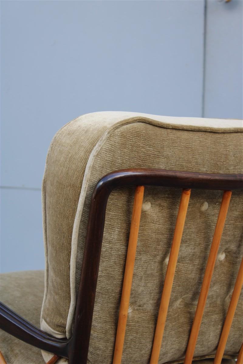 Italian Mid-Century Armchair Paolo Buffa Velvet and Walnut Maple Velvet Cushion 8