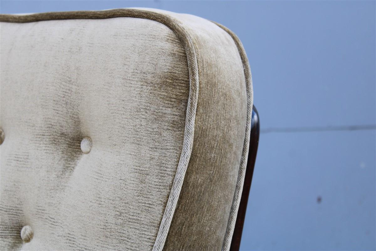 Italian Mid-Century Armchair Paolo Buffa Velvet and Walnut Maple Velvet Cushion 4