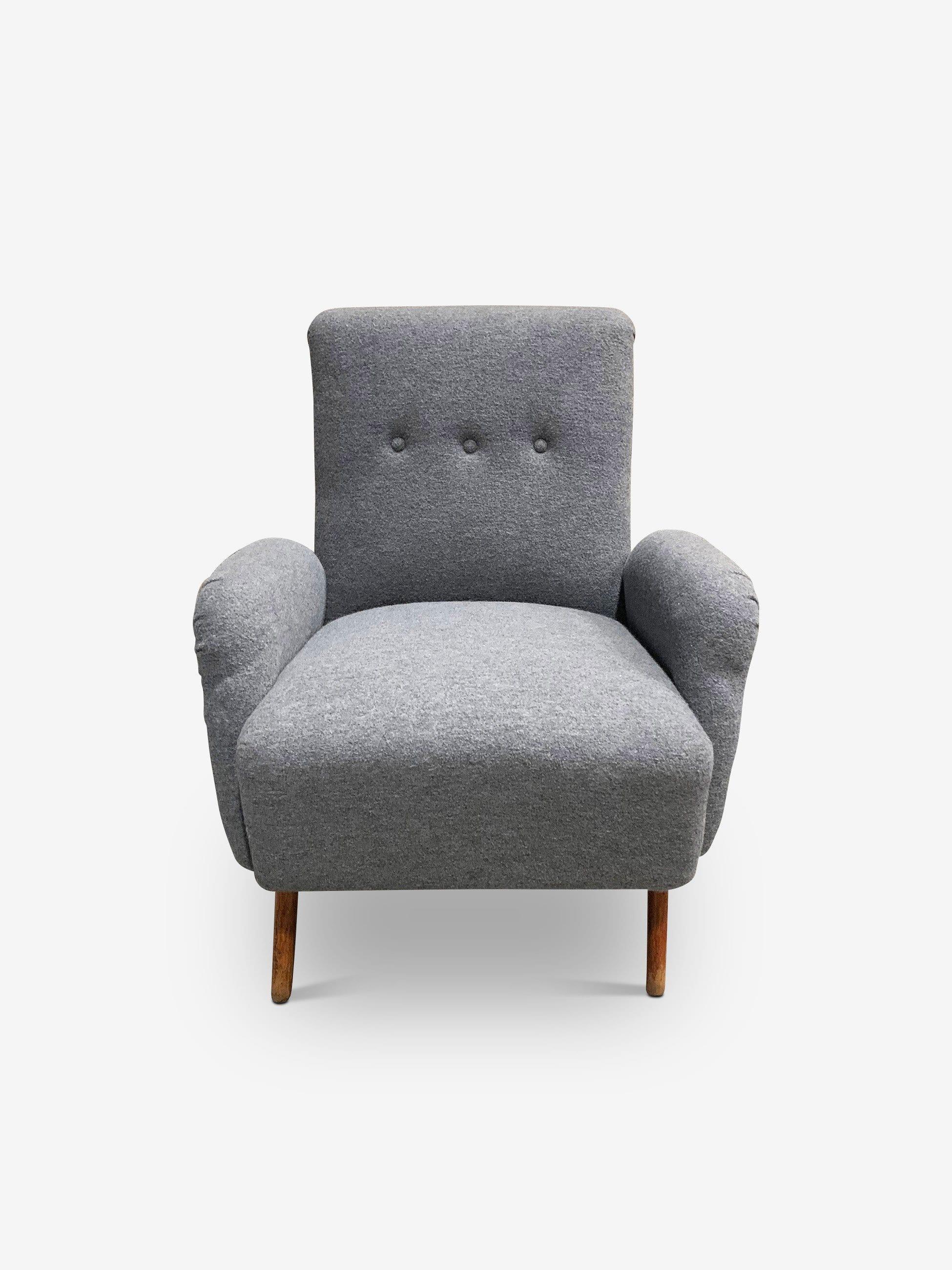 20th Century Italian Mid-Century Armchairs Boiled Wool and Leather For Sale