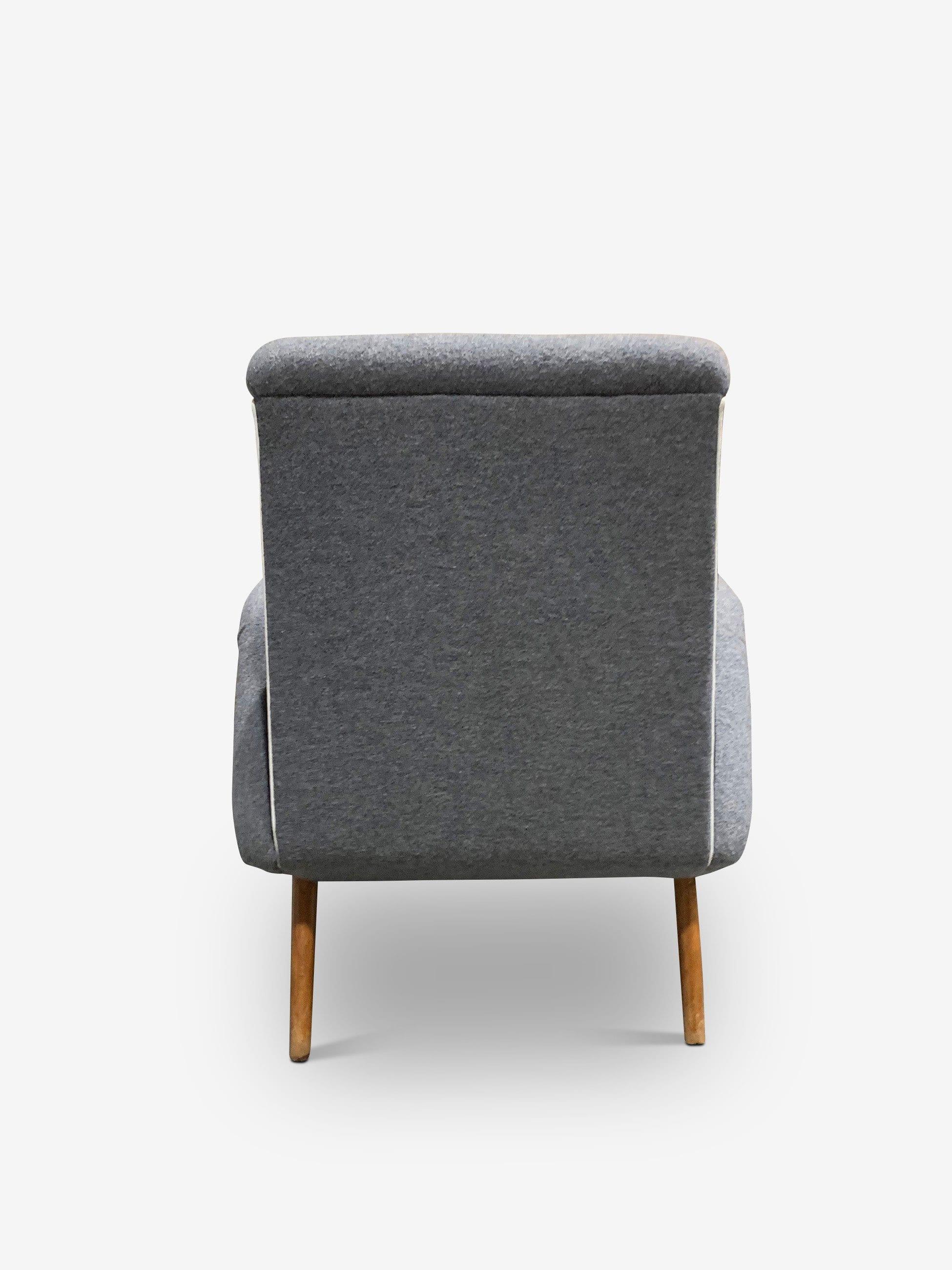 Italian Mid-Century Armchairs Boiled Wool and Leather For Sale 1