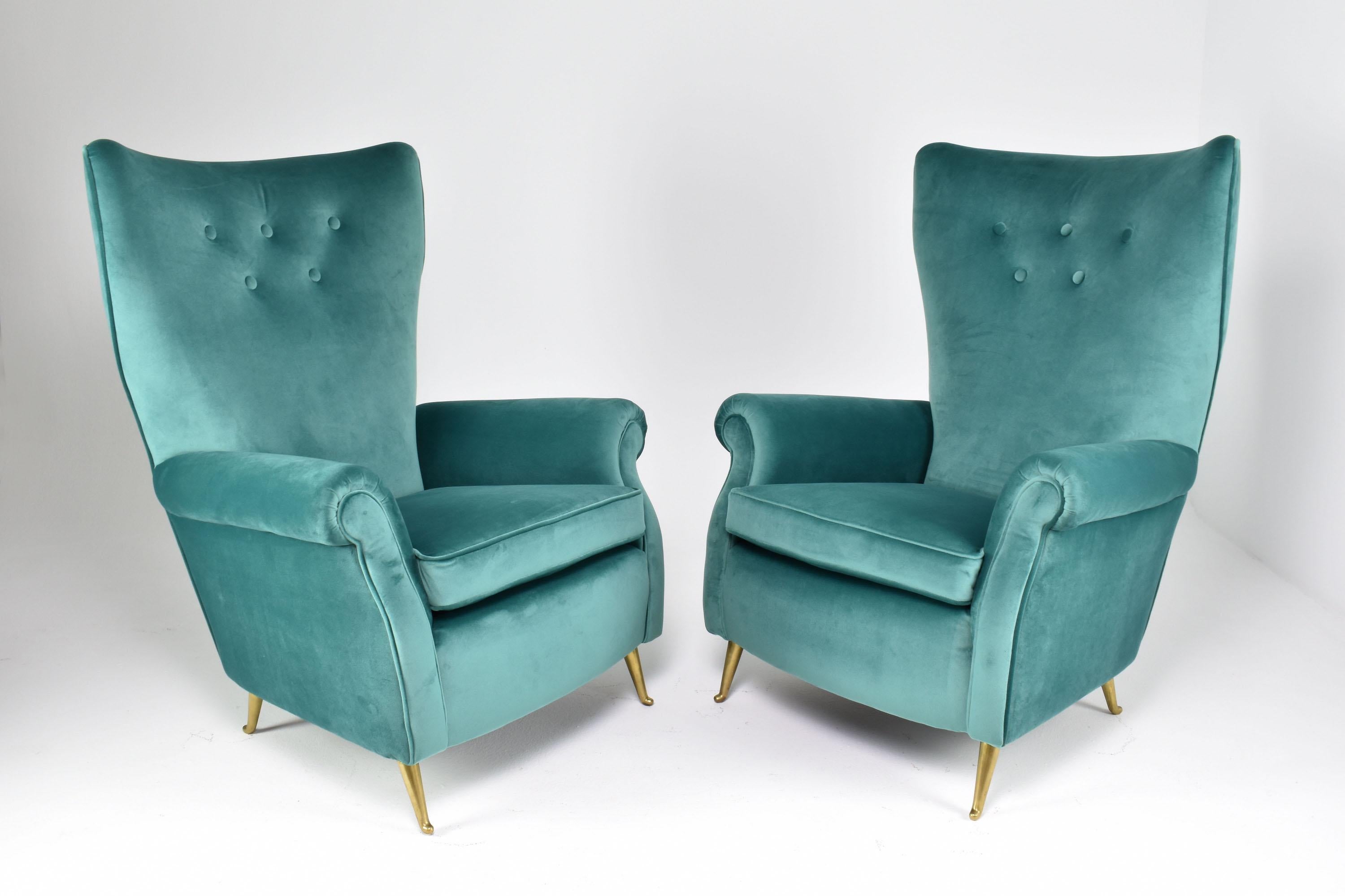 Mid-Century Modern Italian Midcentury Armchairs by ISA Bergamo, Set of Two, 1950s For Sale