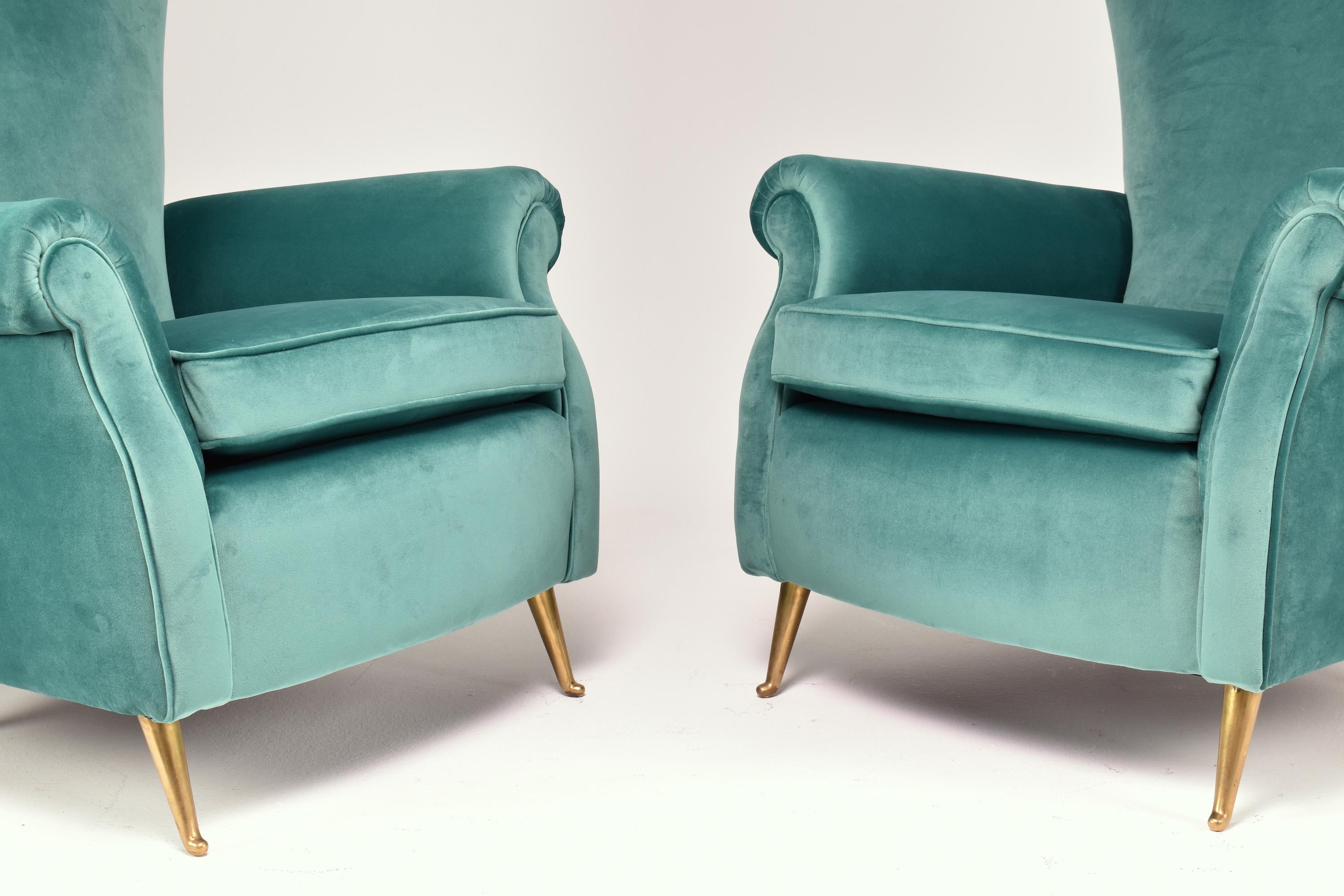 20th Century Italian Midcentury Armchairs by ISA Bergamo, Set of Two, 1950s For Sale