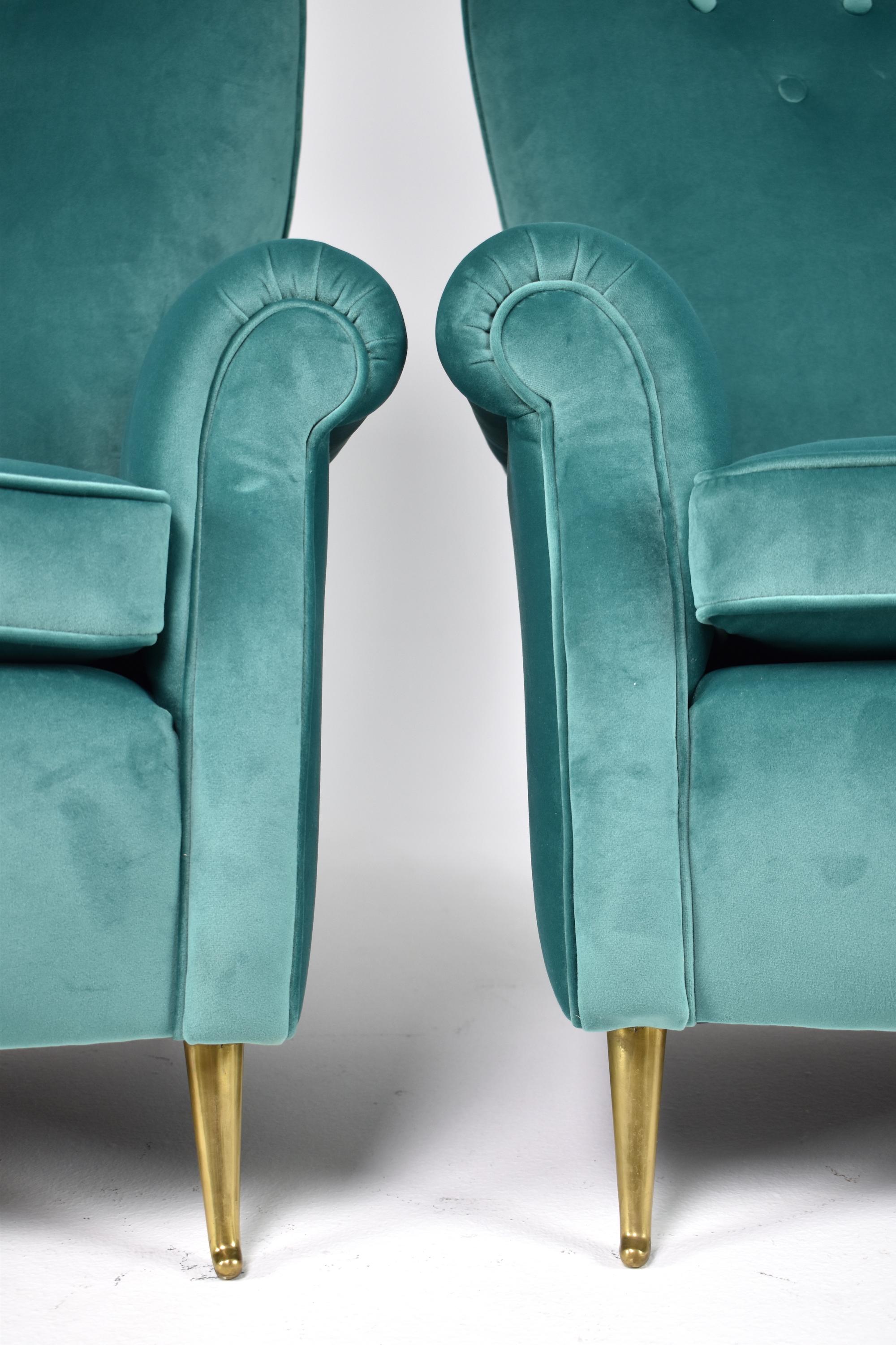 Italian Midcentury Armchairs by ISA Bergamo, Set of Two, 1950s For Sale 3
