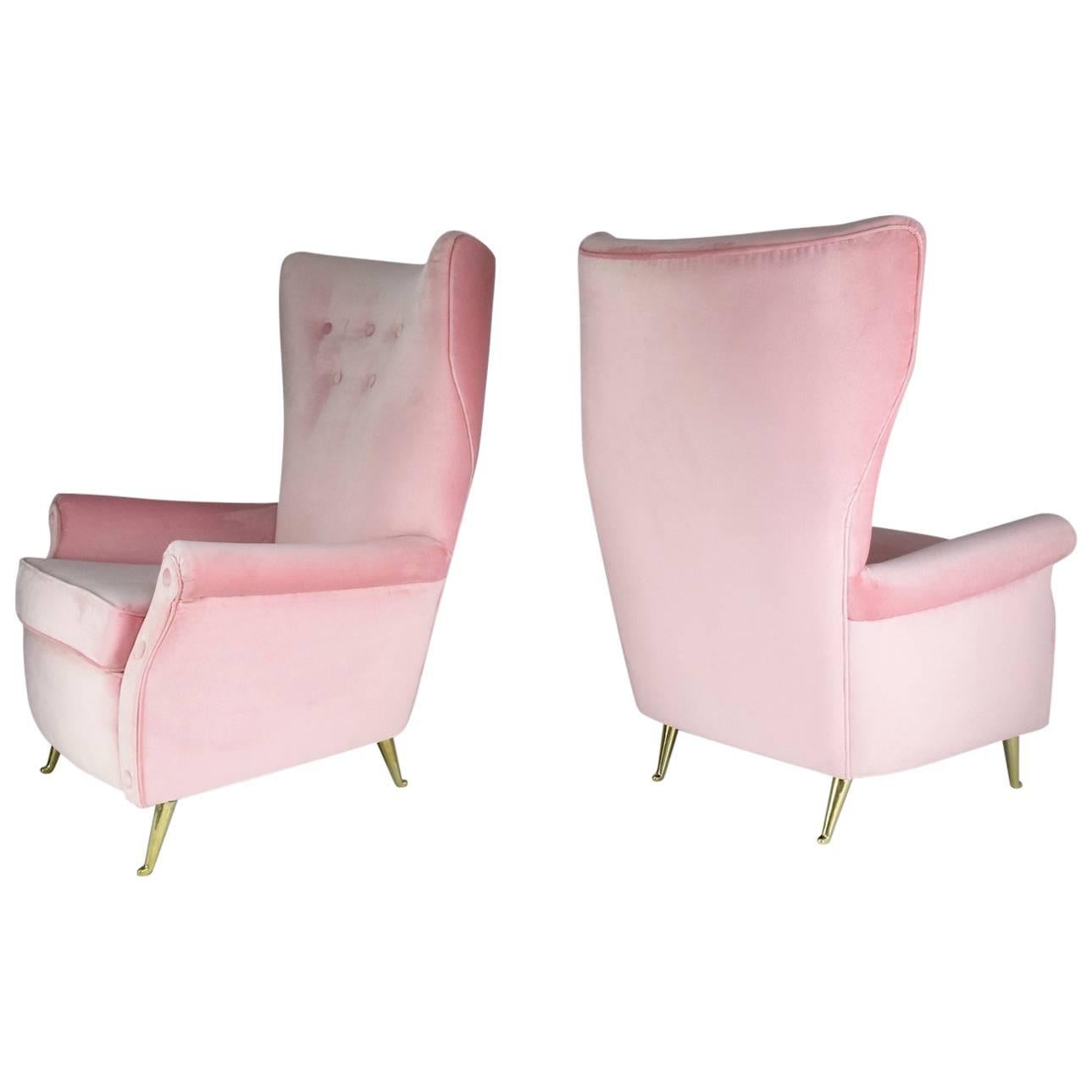  Italian Mid-Century Armchairs by ISA Bergamo, Set of Two, 1950s