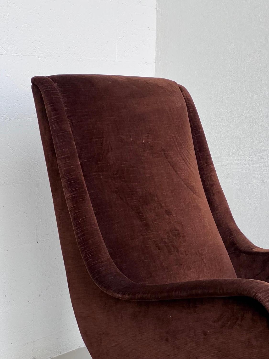 Italian Mid-Century Armchairs in Brown Velvet - Aldo Morbelli for ISA 1