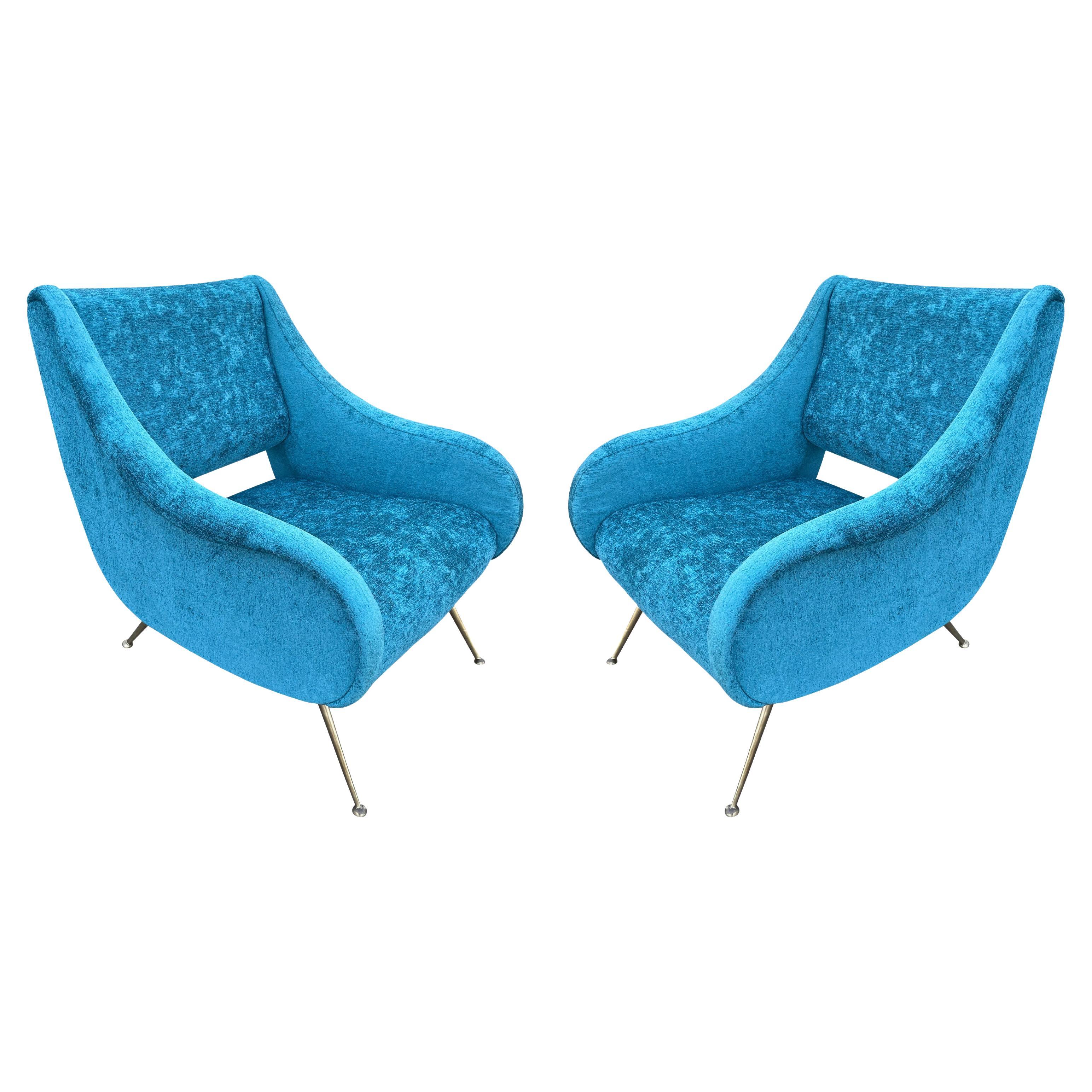 Italian Mid-Century Armchairs in the Style of Gio Ponti For Sale