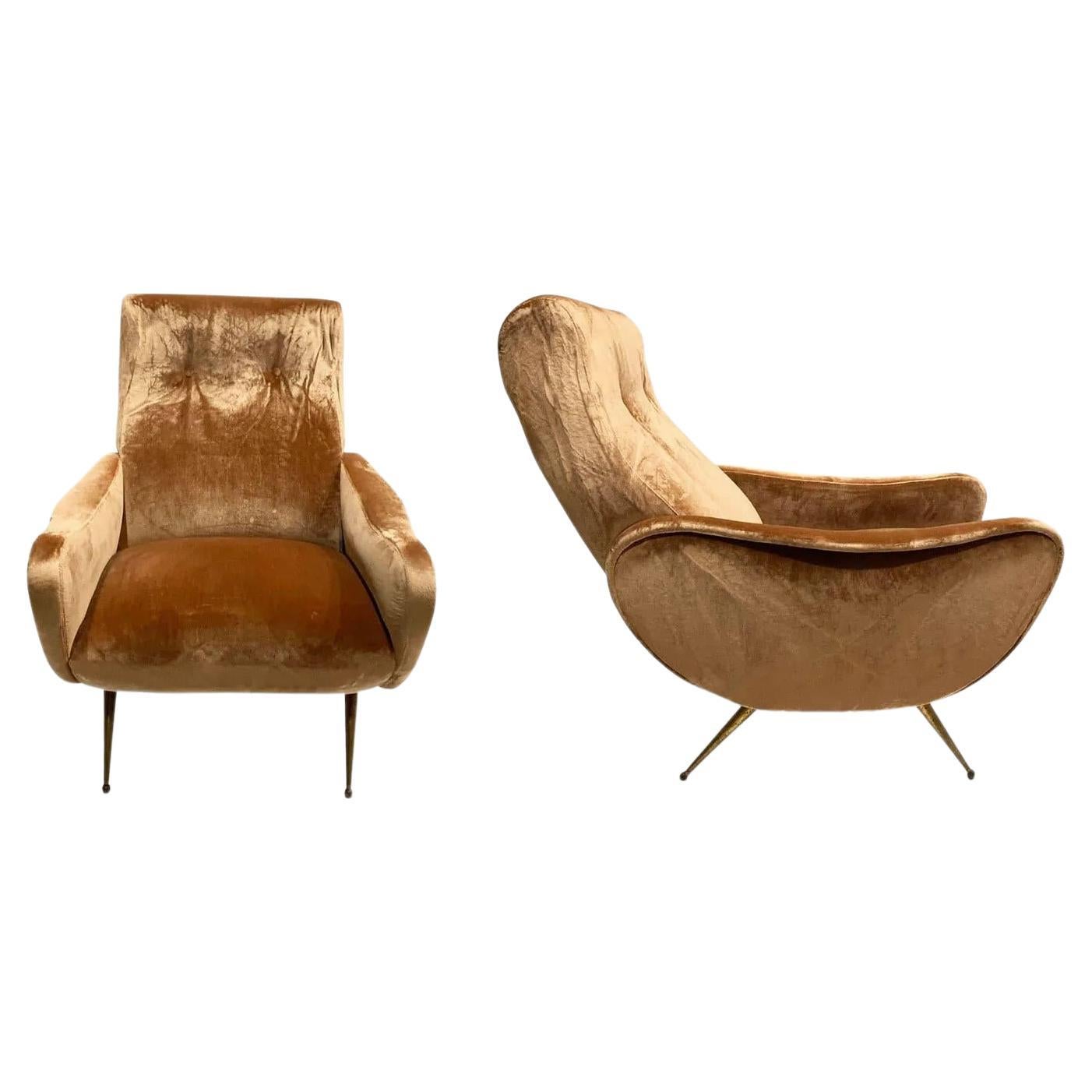 Italian Mid Century Armchairs in the Style of Marco Zanuso For Sale