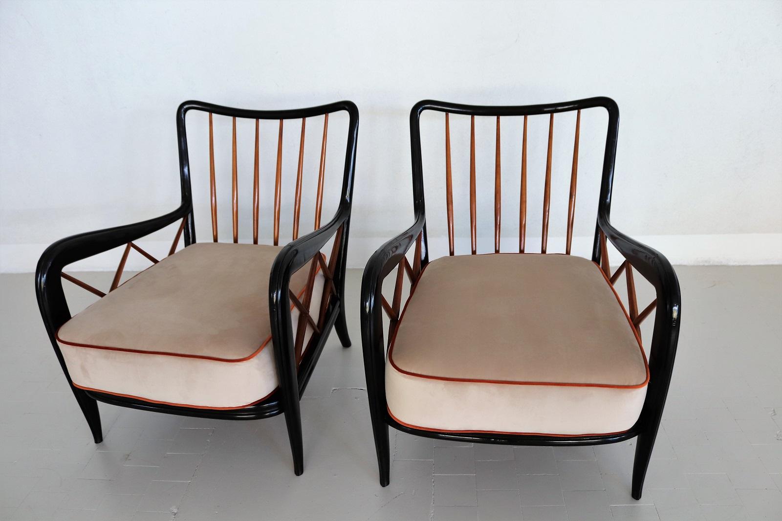 Italian Midcentury Armchairs Restored in Paolo Buffa Style, 1950s 3