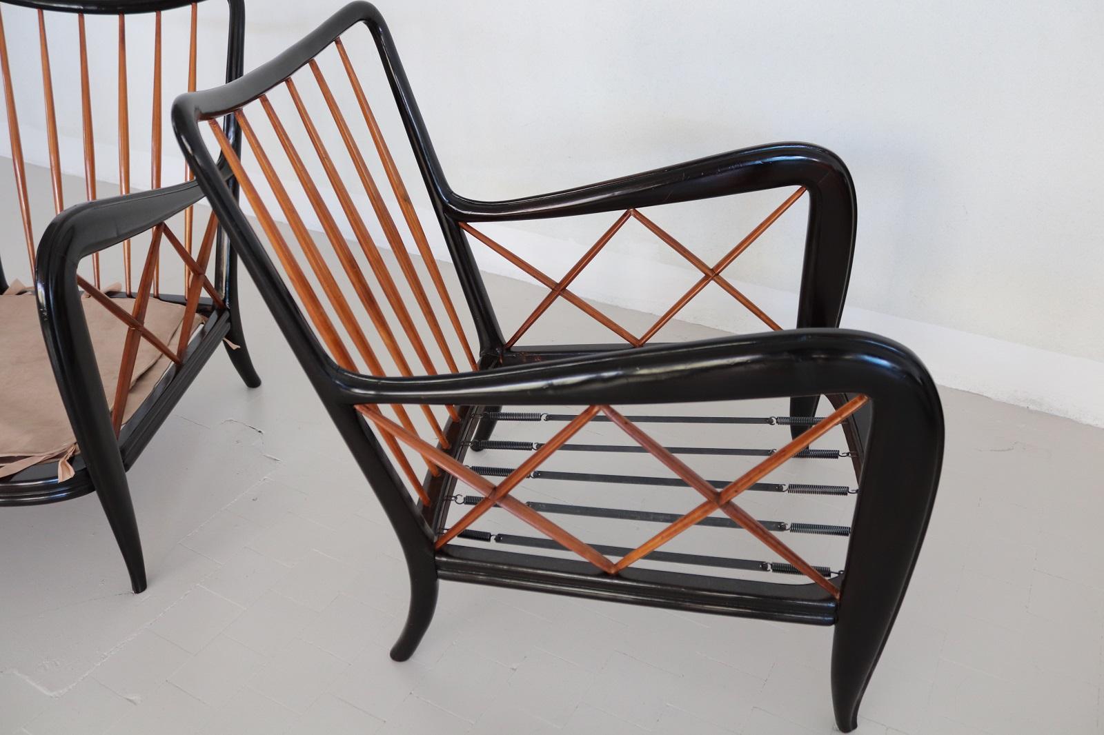 Italian Midcentury Armchairs Restored in Paolo Buffa Style, 1950s 10