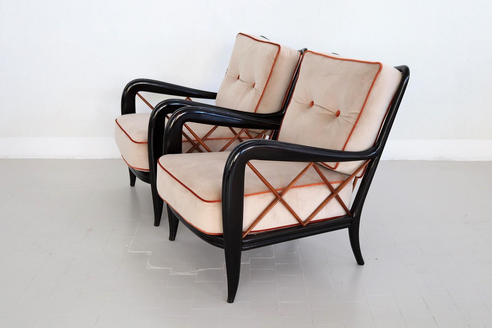 Mid-Century Modern Italian Midcentury Armchairs Restored in Paolo Buffa Style, 1950s