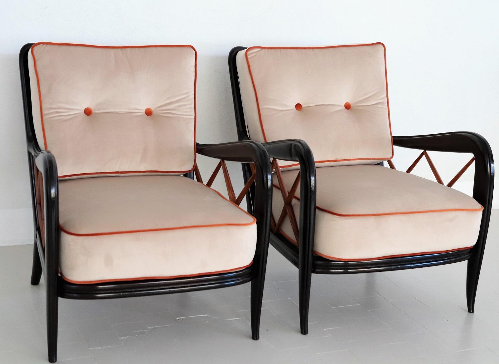 Italian Midcentury Armchairs Restored in Paolo Buffa Style, 1950s 1