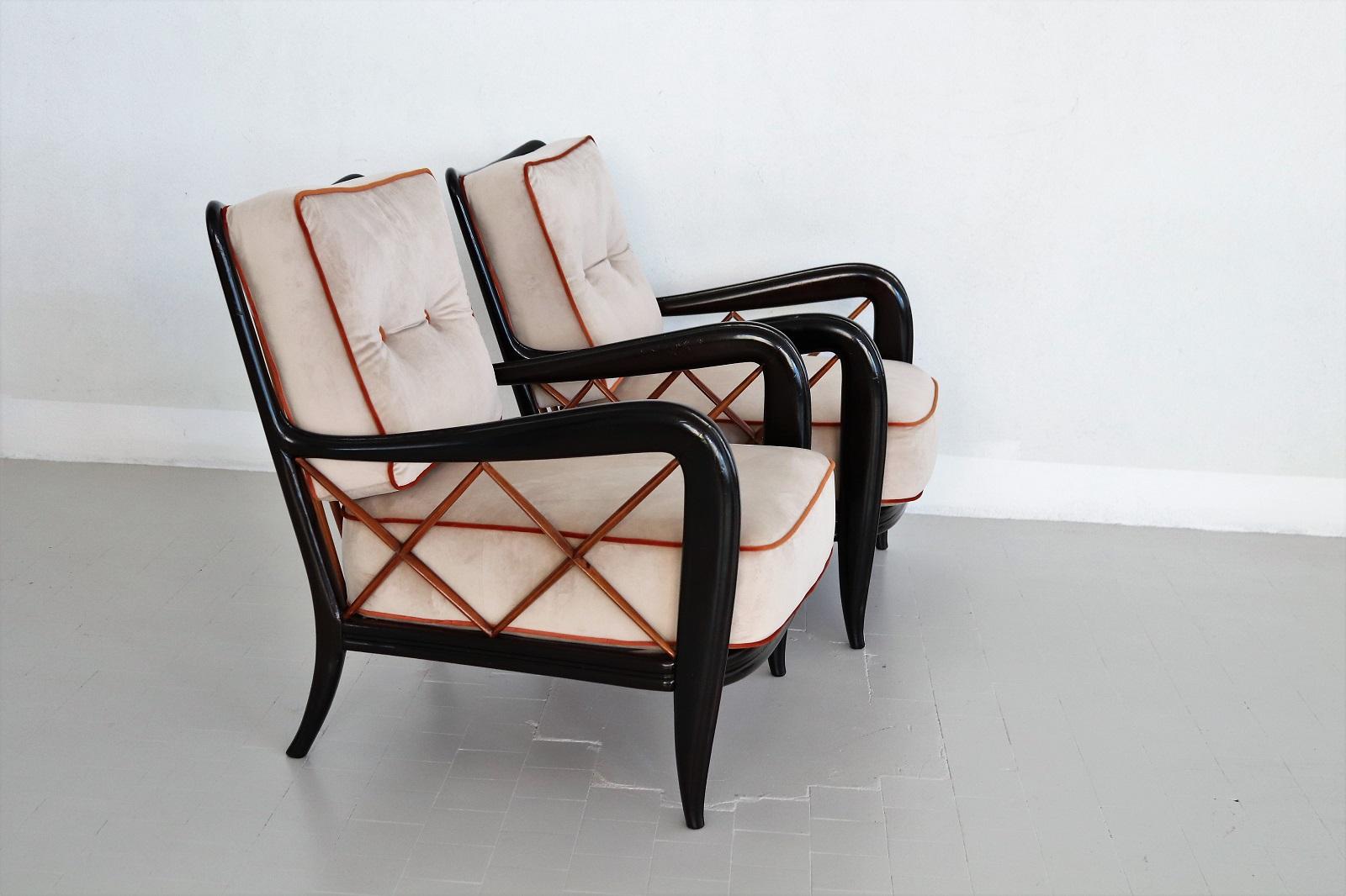 Italian Midcentury Armchairs Restored in Paolo Buffa Style, 1950s 2