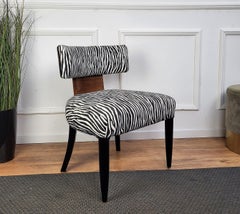 Italian Mid-Century Art Deco Briar Walnut Wood Animalier Zebra Upholstered Chair