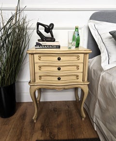Italian Mid-Century Art Deco Nightstands Bedside Tables White Paint Wood Brass