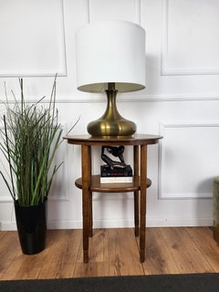 Italian Mid-Century Art Deco Tall Sofa Side Table End Table in Walnut Wood
