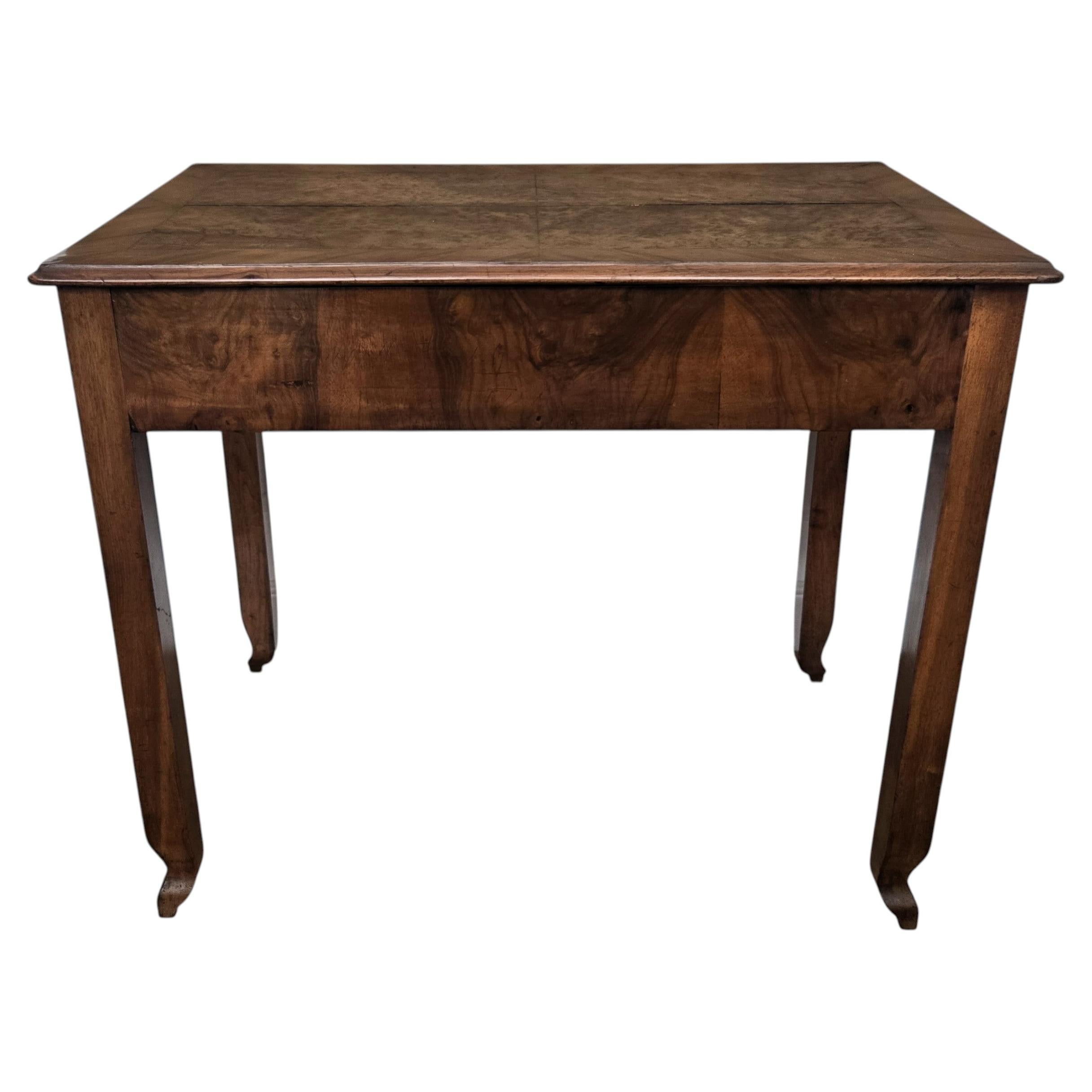 Italian Mid-Century Art Deco Walnut Burl Wood Writing Desk Table