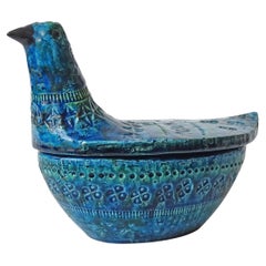 Italian Mid-Century Art Pottery Bird Sculpture Box by Aldo Londi for Bitossi