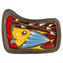 Vintage Italian Mid Century Art Pottery Fish Pin Tray by Fusco Amalfi 