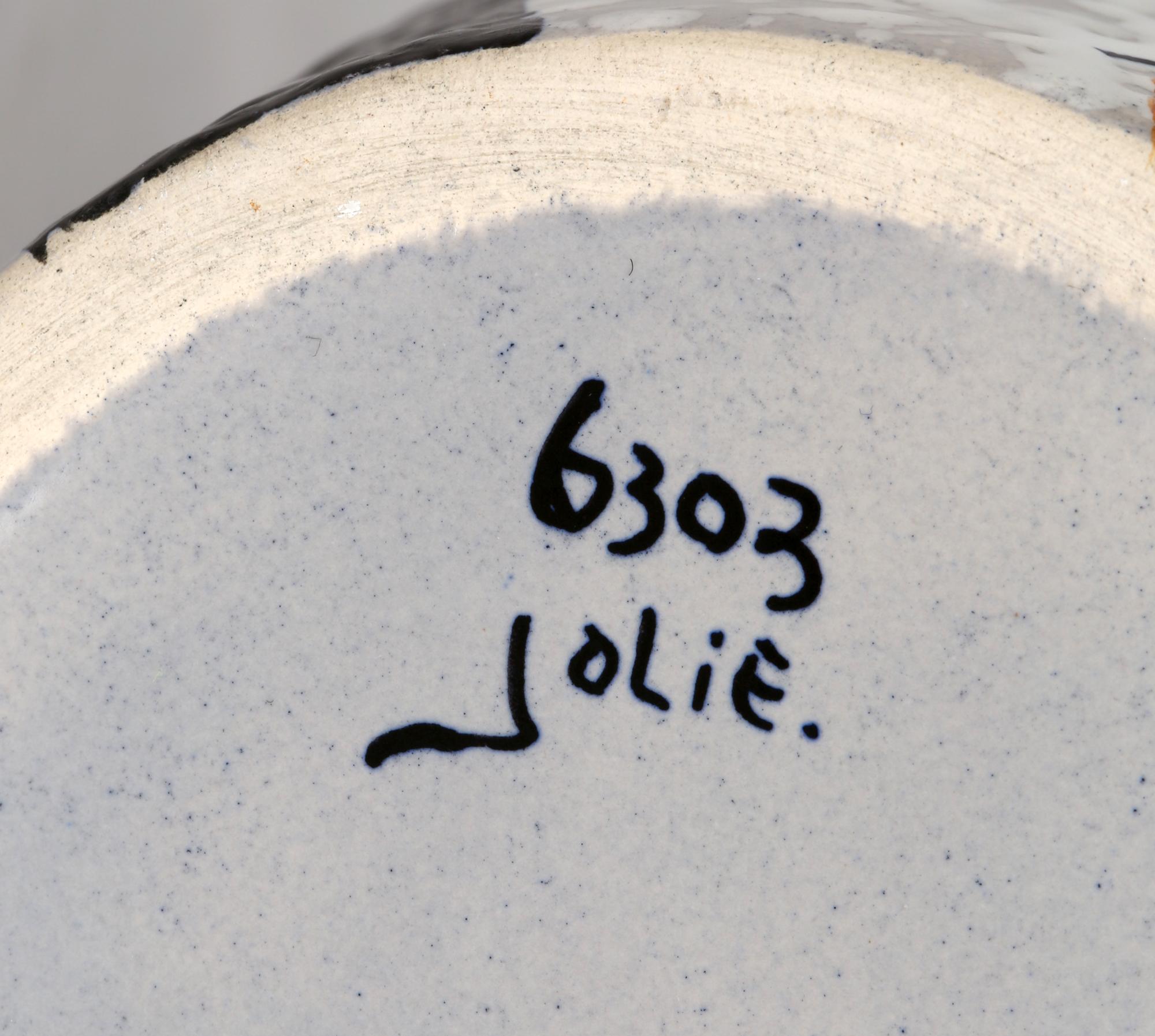 Italiano Vaso in ceramica d'arte della metà del secolo firmato Jolie in vendita