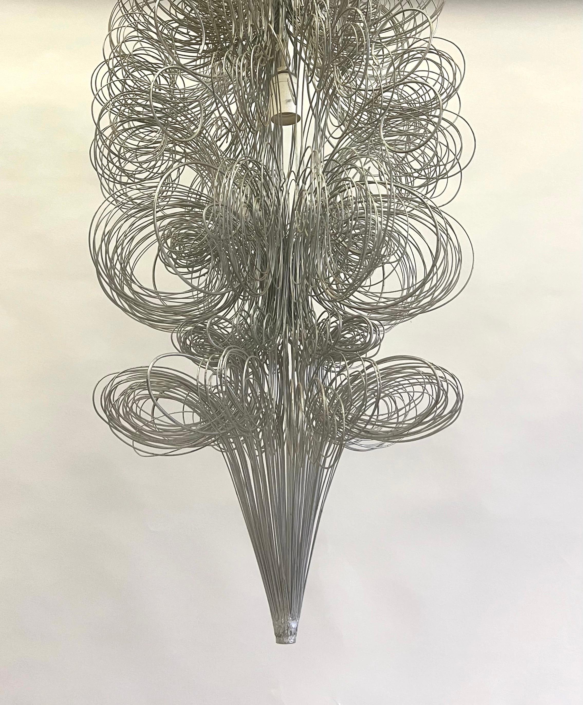 Italian Mid-Century 'Arte Povera' Artist Wire Sculpture Chandeliers, Kounellis.  For Sale 1