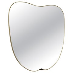 Italian Mid-Century Asymmetrical Brass Wall Mirror in the Style of Gio Ponti 50s