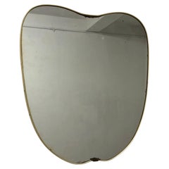 Italian Mid-Century Asymmetrical Brass Wall Mirror in the Style of Gio Ponti 50s