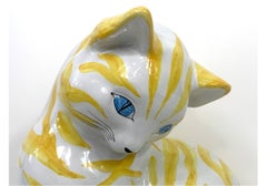 Italian Mid Century Atrib. Mancioli Glazed Terracotta Cat
