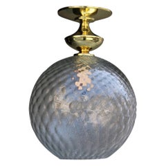 Italian Mid-Century Ball Chandelier Murano Glass Brass Parts Gold, 1950s
