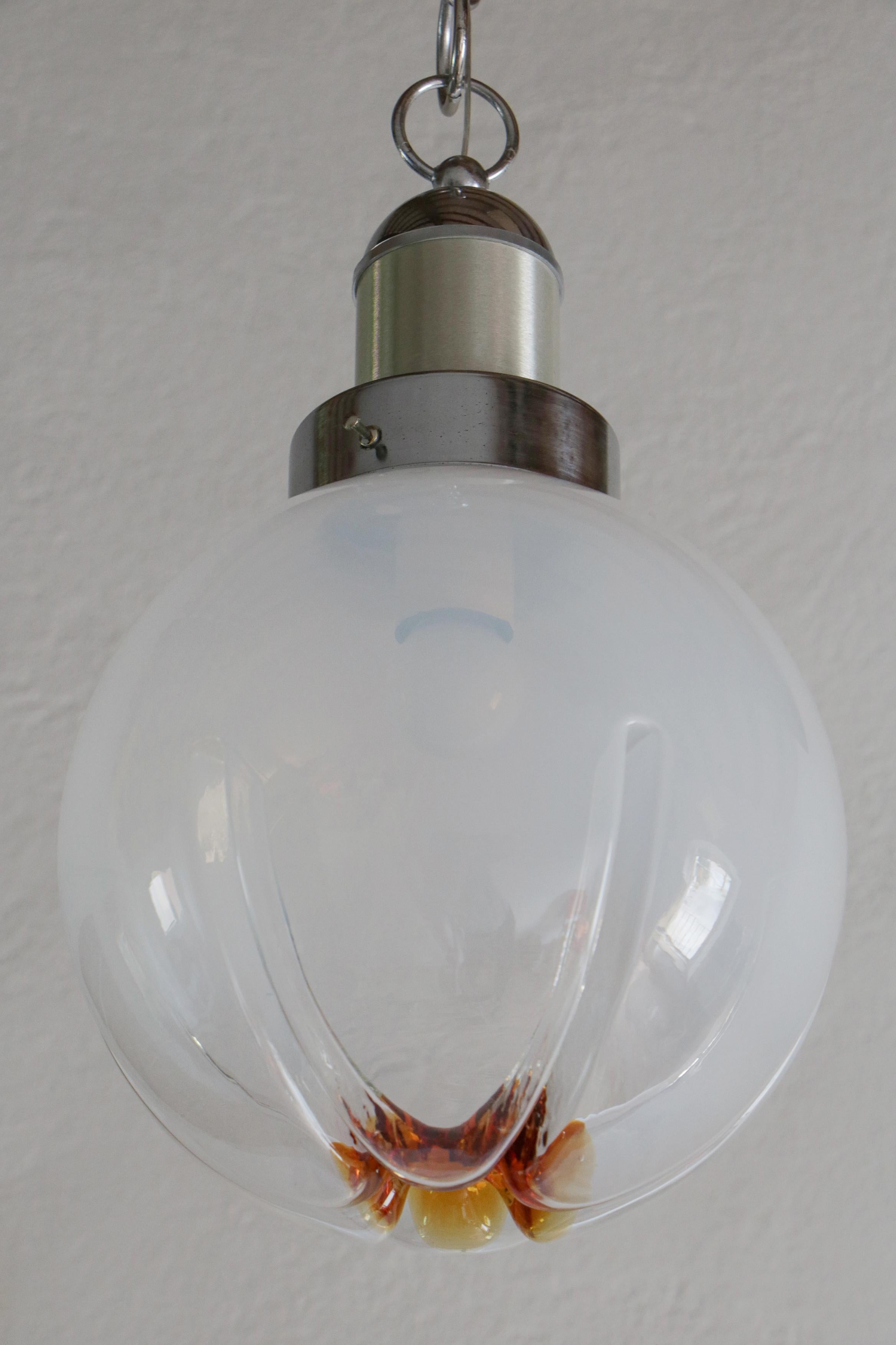 Aluminum Italian Space Age Ball Pendant Lamp Attributed to Mazzega, 1970s For Sale