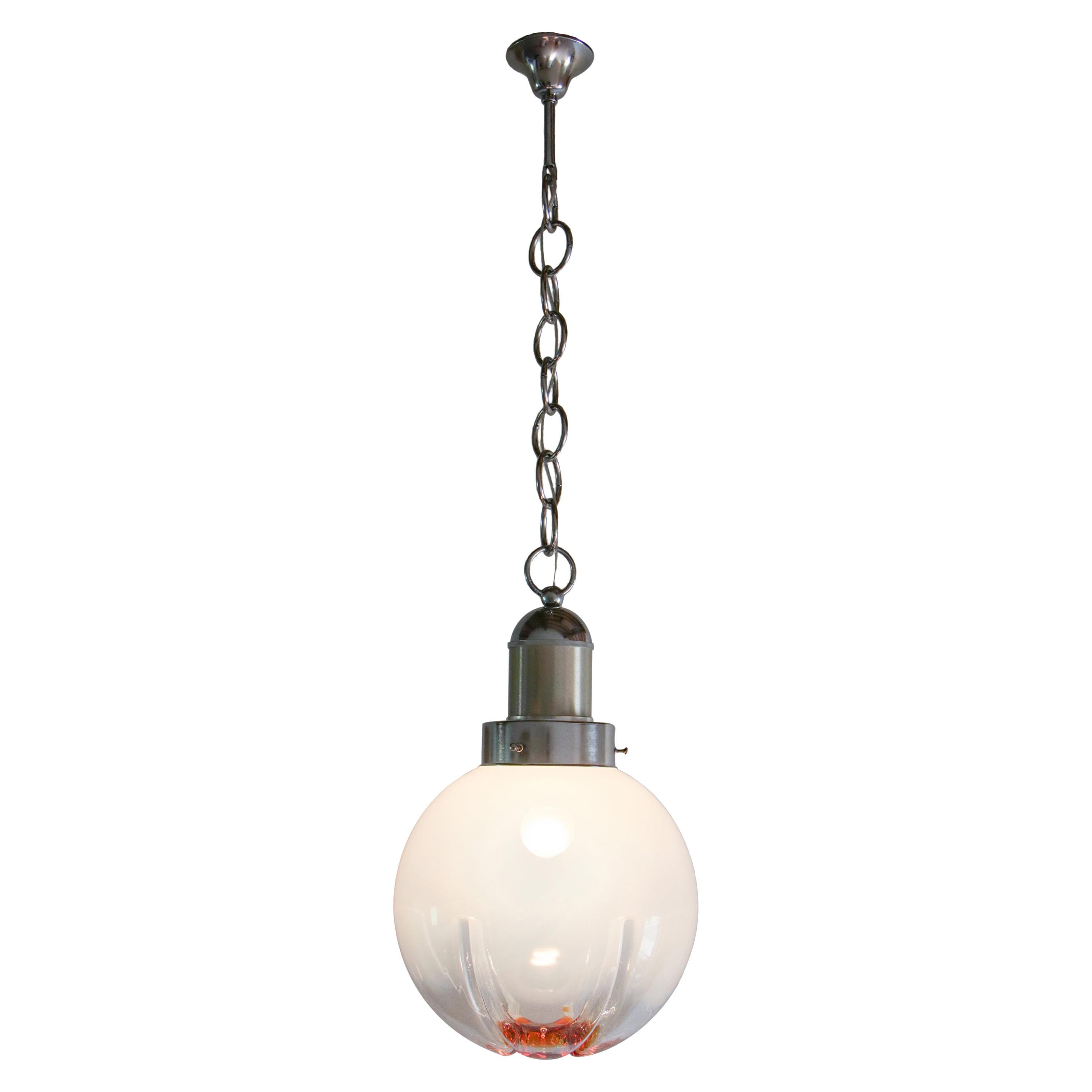 Italian Space Age Ball Pendant Lamp Attributed to Mazzega, 1970s For Sale