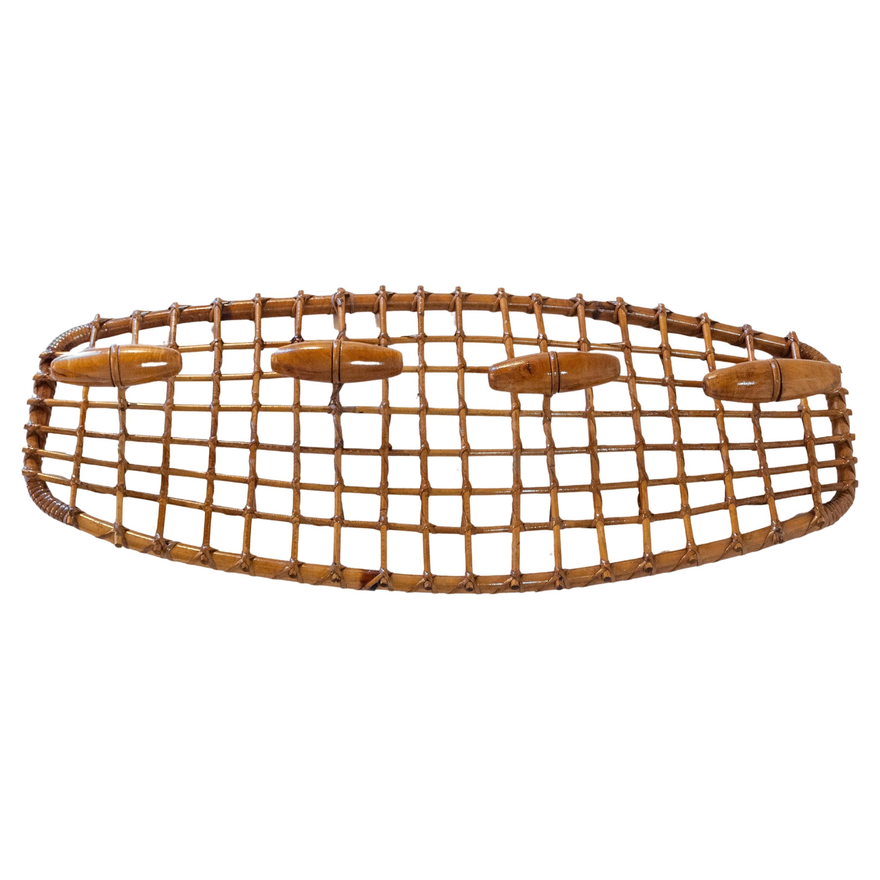 Italian Mid-Century Bamboo and Rattan Coat Rack by Bonacina, 1960s