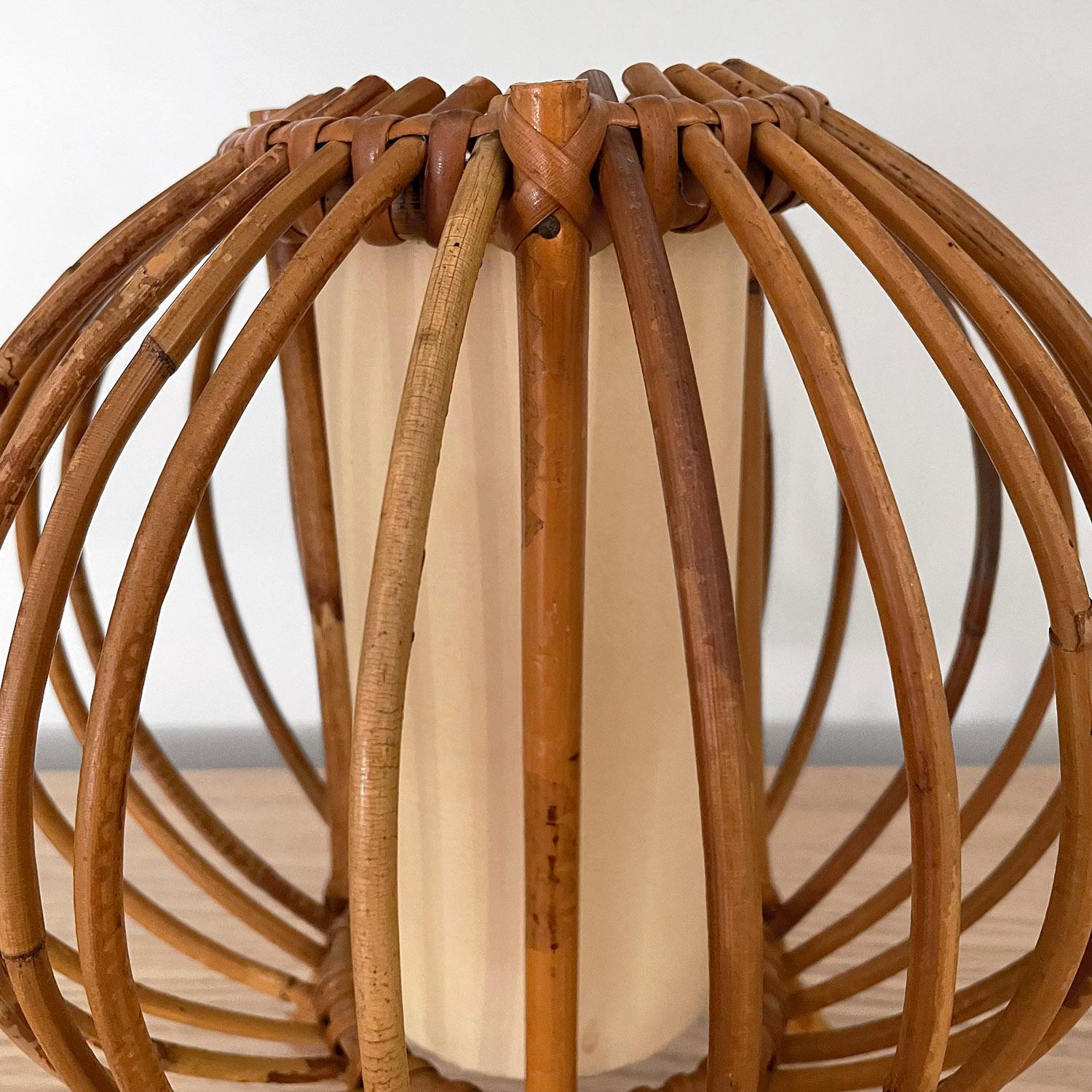 Italian Mid Century Bamboo & Rattan Table Lamp For Sale 3