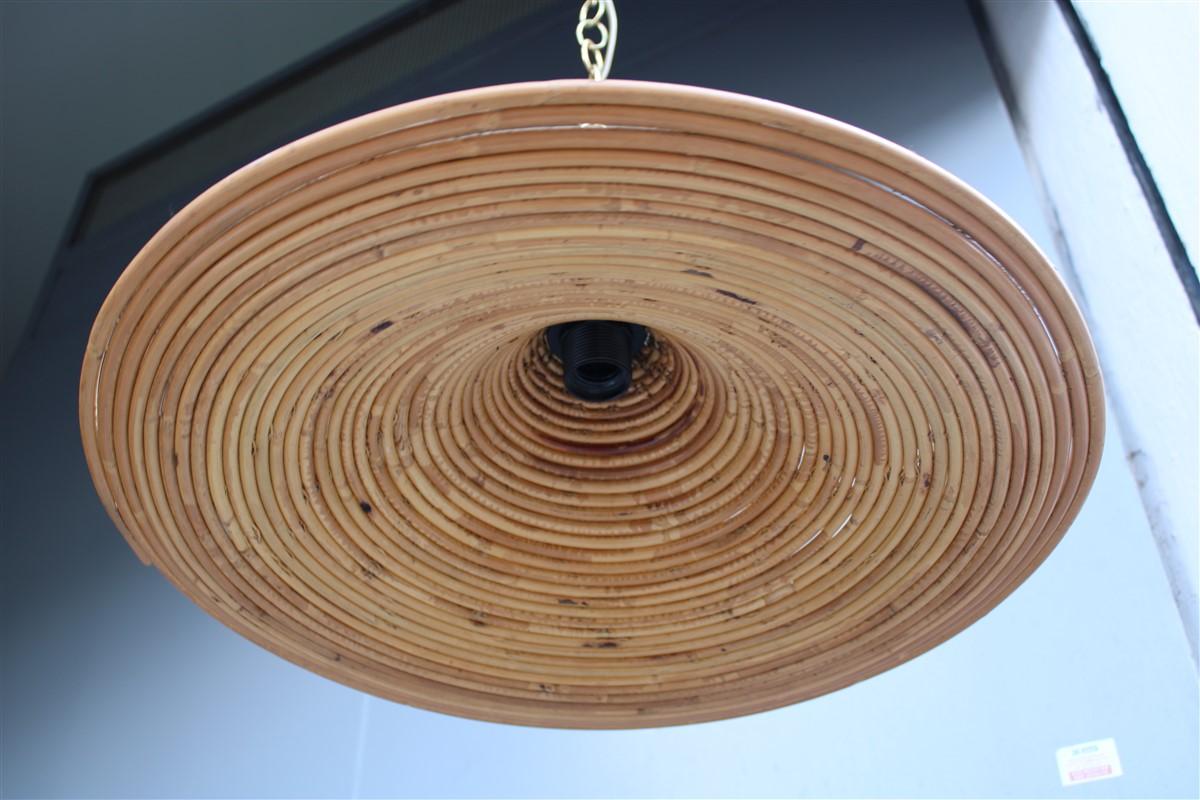 Mid-20th Century Italian Mid Century Bamboo Round Chandelier Gold Brass Chain 1950n For Sale