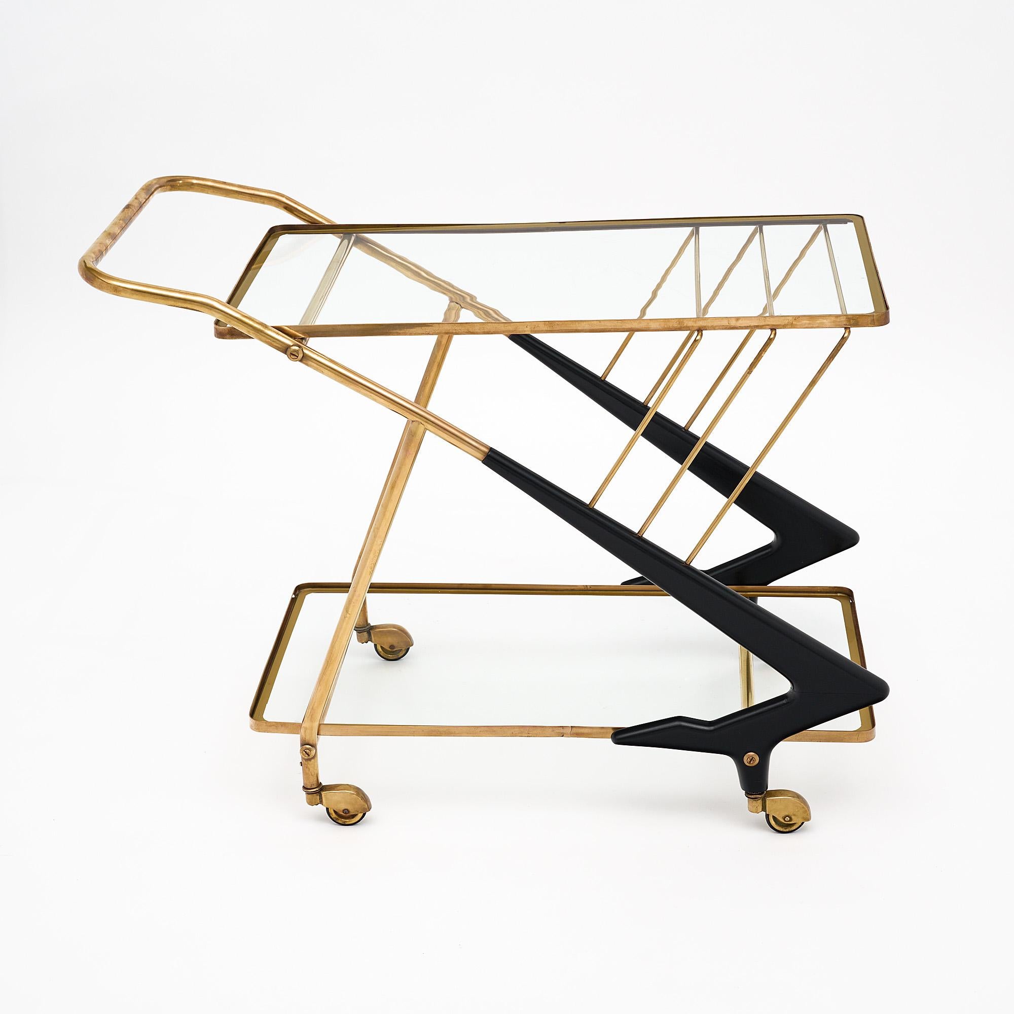 Italian Midcentury Bar Cart by Cesare Lacca In Good Condition In Austin, TX