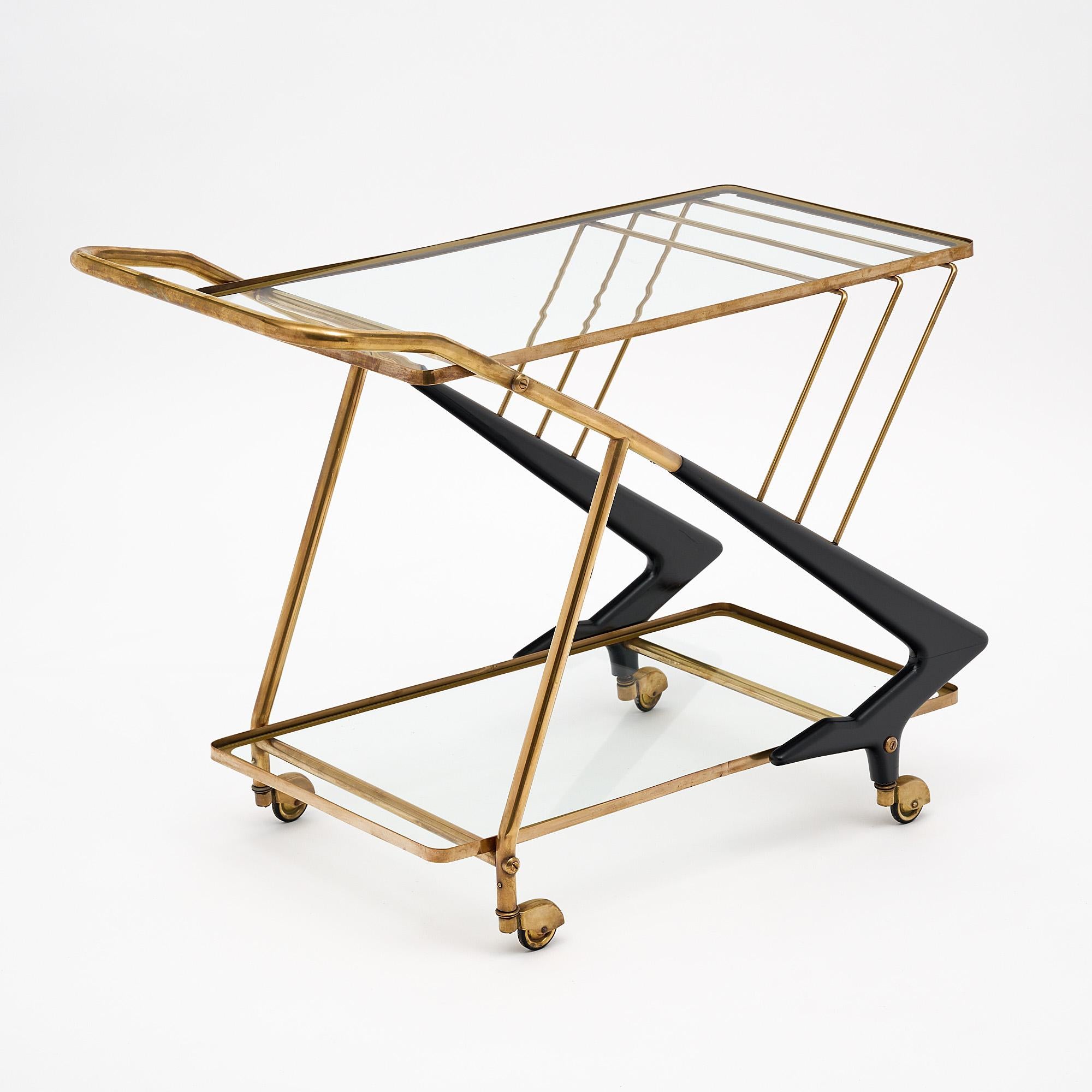 Brass Italian Midcentury Bar Cart by Cesare Lacca