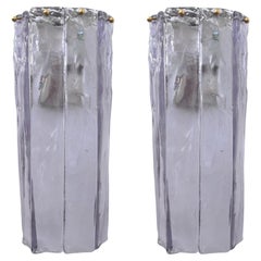 Italian Mid-Century Barbie Lilac Murano Pair of Wall Sconces by Mazzega, 1970s