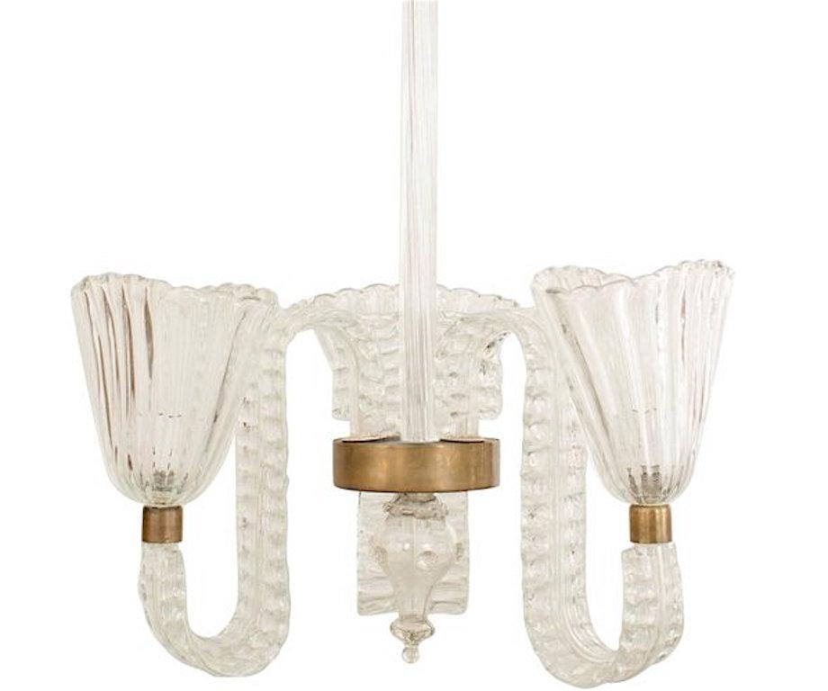 Italiano Lampadario italiano di metà secolo in vetro scanalato Barovier Et Toso in vendita