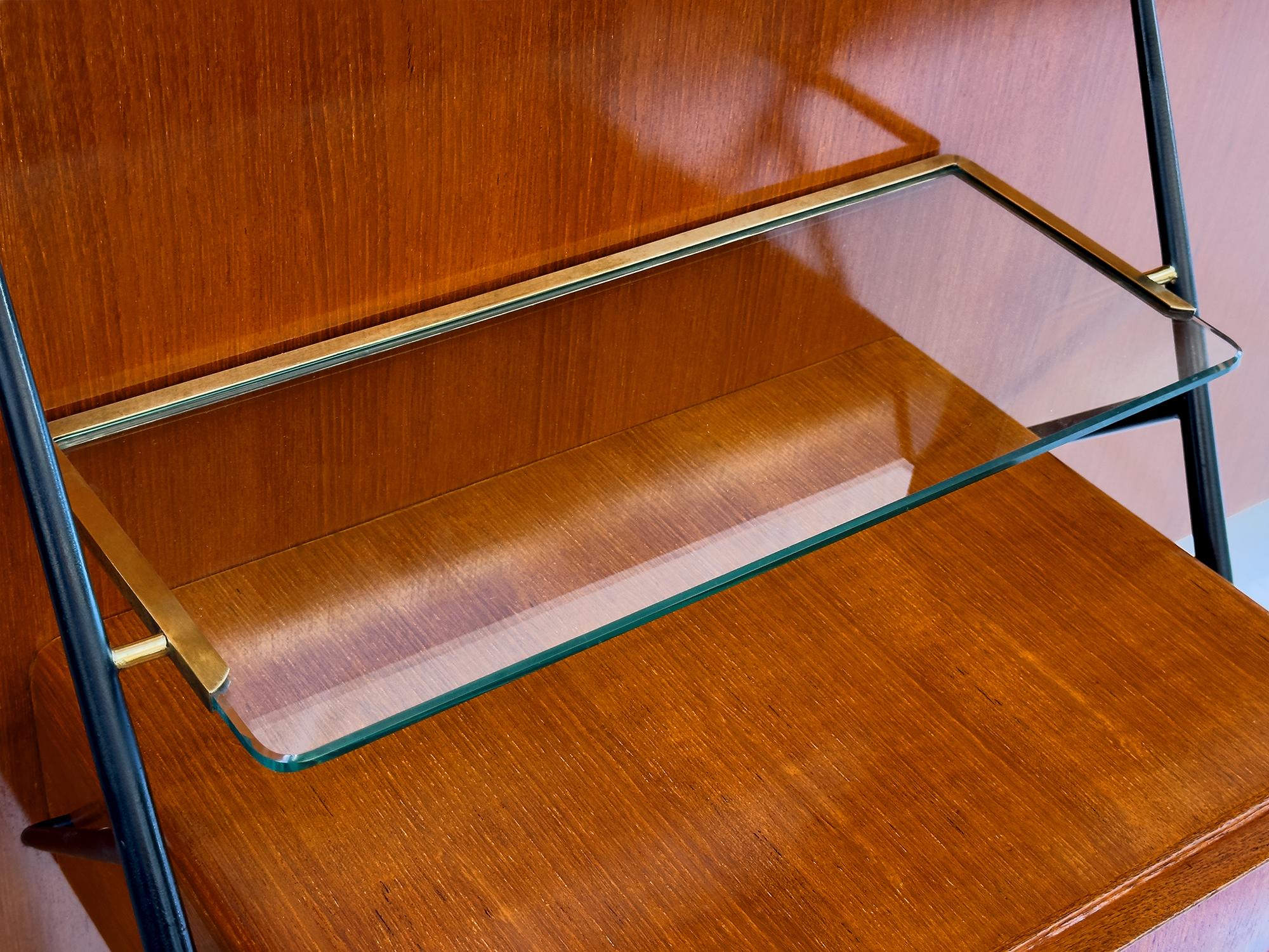 Italian Mid-Century Bed Headboard with Nightstands by Silvio Cavatorta, 1950s 9