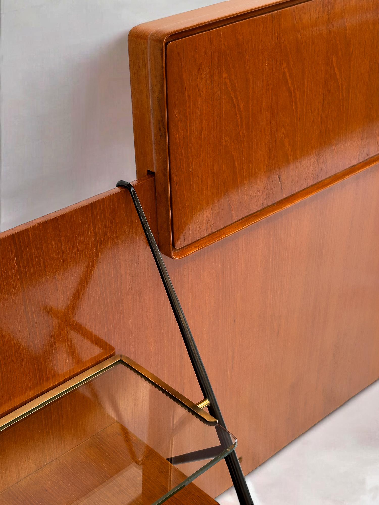 Italian Mid-Century Bed Headboard with Nightstands by Silvio Cavatorta, 1950s 12