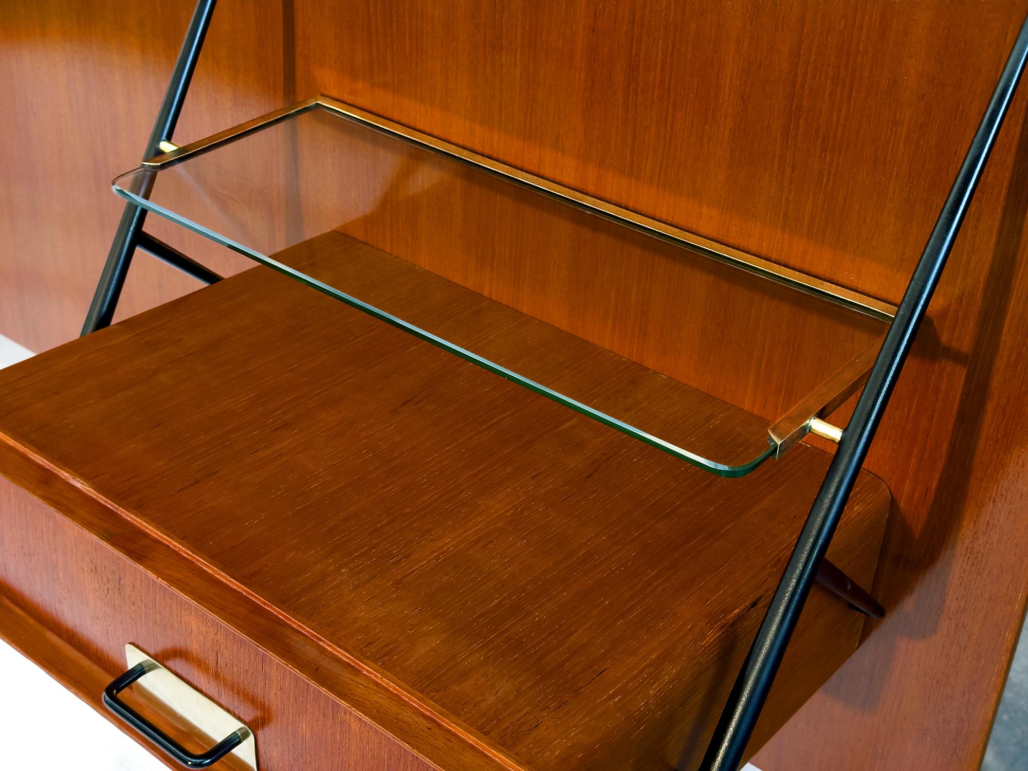 Italian Mid-Century Bed Headboard with Nightstands by Silvio Cavatorta, 1950s 1