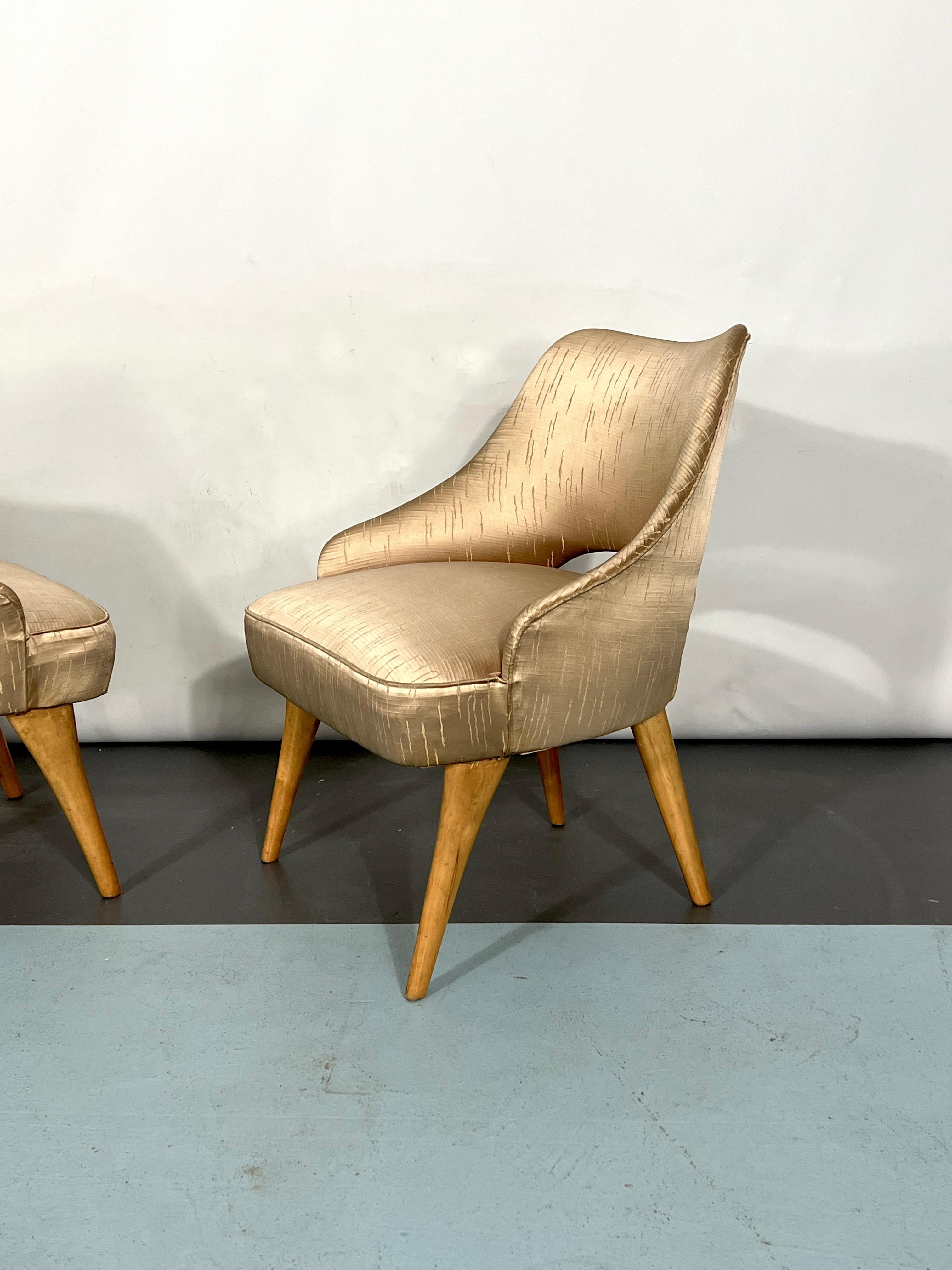 Italian Mid-Century Bedroom Chairs from 50s, Set of Two For Sale 1