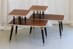 Italian Mid-Century Bedside Tables in Walnut, 1950s. Set of 2.
