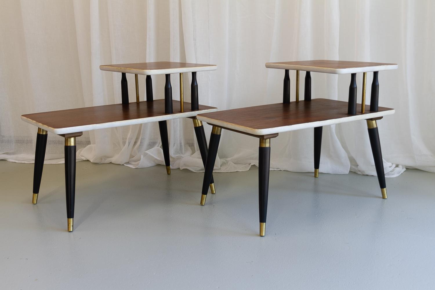 Mid-20th Century Italian Mid-Century Bedside Tables in Walnut, 1950s. Set of 2.