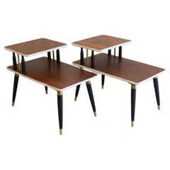 Italian Mid-Century Bedside Tables in Walnut, 1950s. Set of 2.